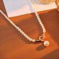 Real Gold Plated Pearl Zircon Knot Pendant Necklace Exquisite Fashionable Light Luxury High-end Feel