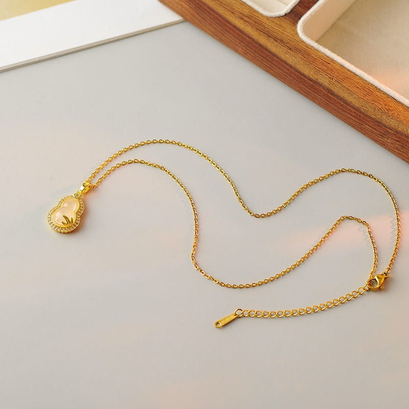 Simple Fashion Gold Gourd Collarbone Chain Inlaid Gold Gourd High-end Collarbone Chain for Women