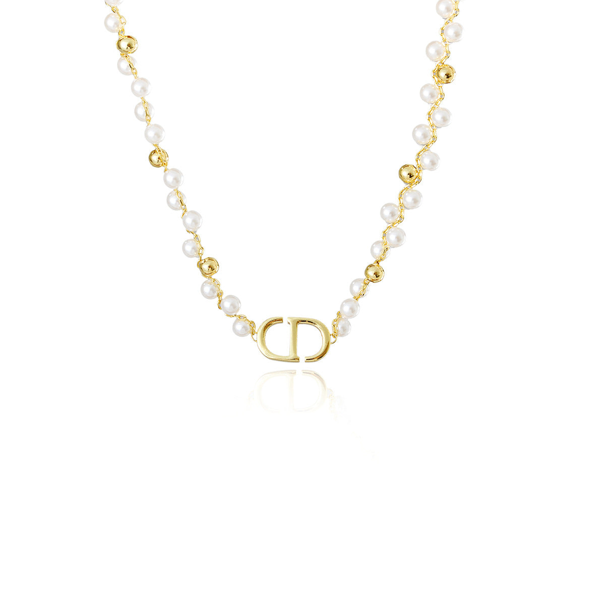 Fashion Bubble Bead Letter CD Necklace for Women, Simple Versatile Bracelet, High-end Niche Design Necklace