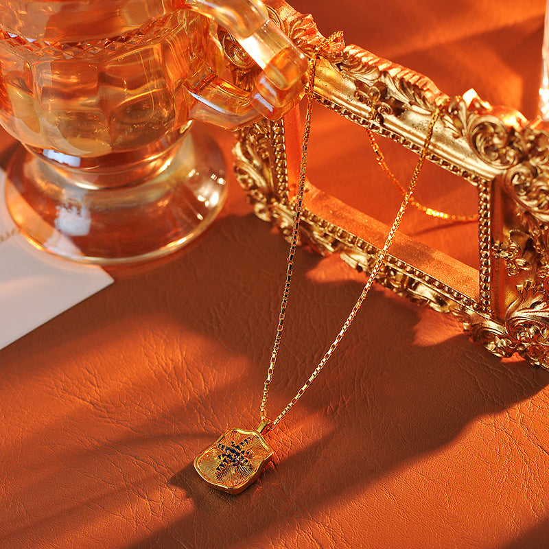 European and American Version Hexagram Necklace Full Diamond Rectangular Eight-Pointed Star Clavicle Chain Gold-Plated Personalized Choker