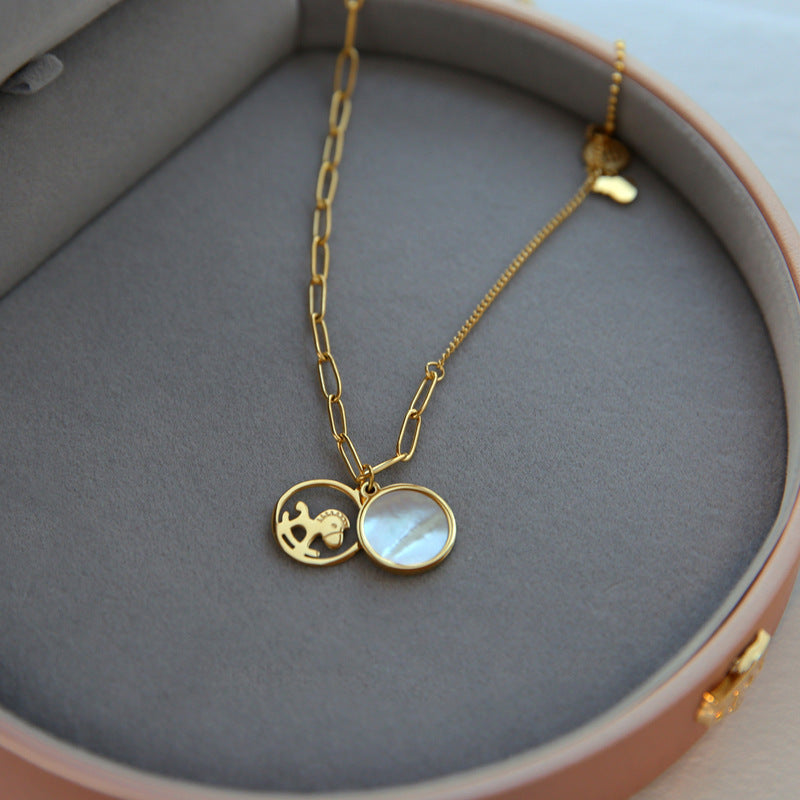 Instant Wealth Titanium Steel Non-Fading Necklace Design Sense Gold 2025 Wealth Attraction Pendant Ins Niche Collarbone Chain