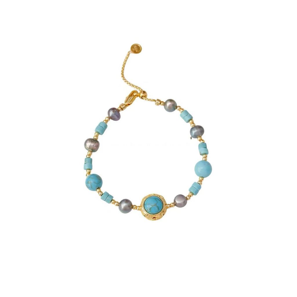 Original Design New Chinese Style Retro Green Pine Pendant Necklace Manta Rose Purple Pearl Sweater Chain