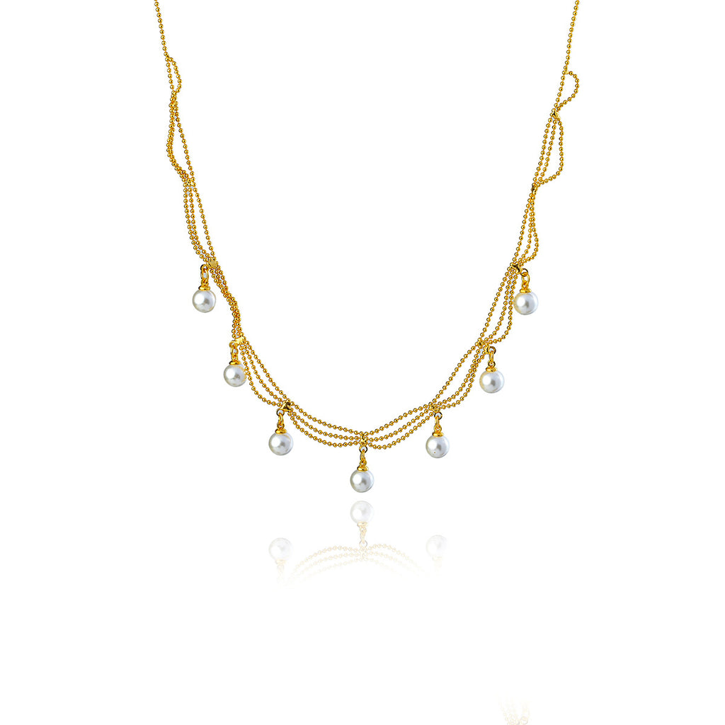 Natural Freshwater Pearl Necklace Retro Palace Style Niche Gold Tassel High-end Lace Necklace