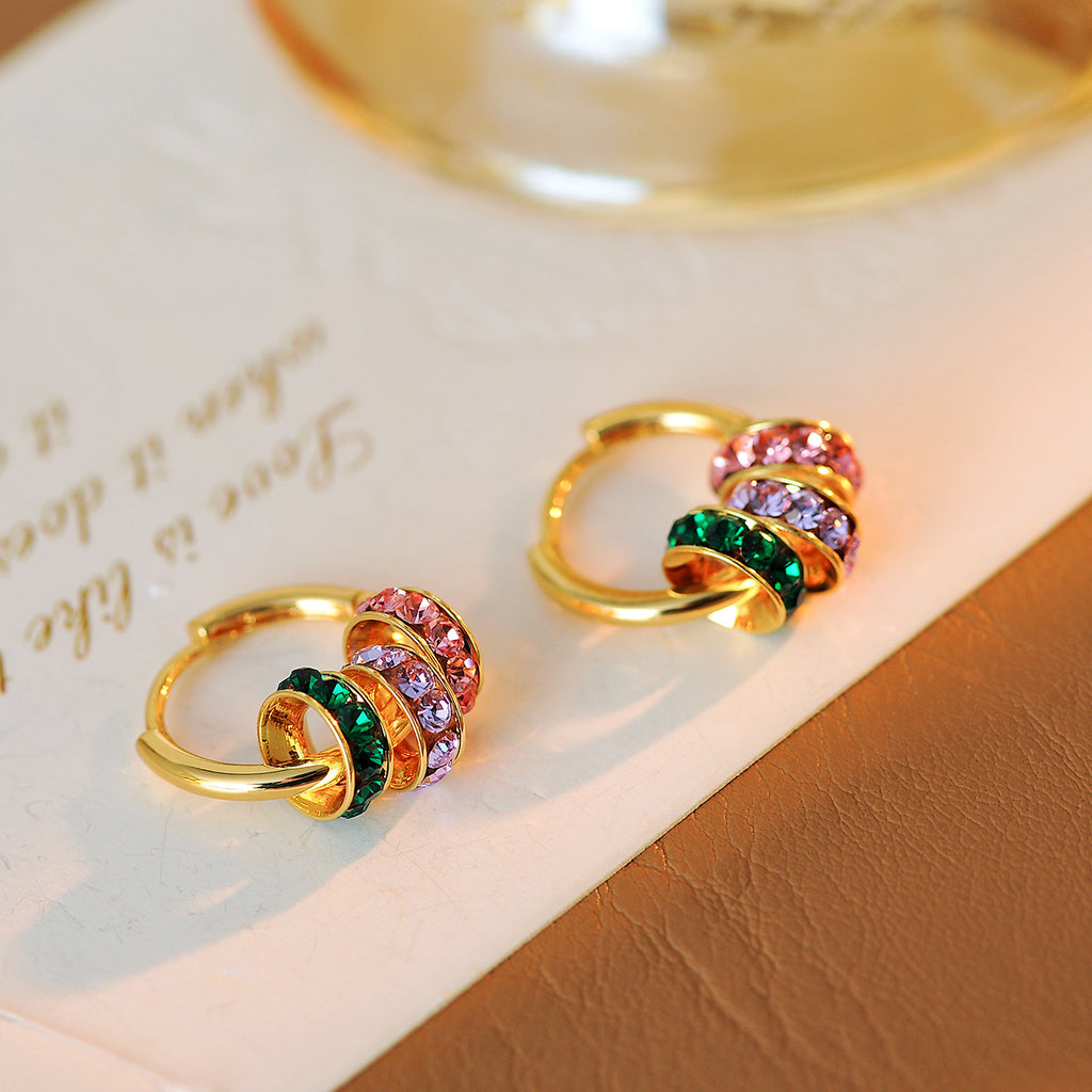 Hot-Selling [Spring and Prosperity] French Classic Fashion Versatile Colorful Circle Pendant Necklace Earrings