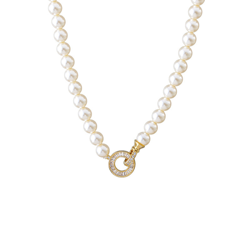 Shijia Pearl Necklace for Women New Hot-Selling Light Luxury Niche Autumn Winter Ni Ni Same Style Mom Style