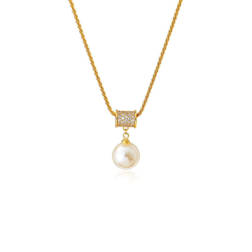 Golden Slim Waist Full Diamond Pearl Necklace for Women New Hot-Selling High-End Light Luxury Niche Sweater Chain