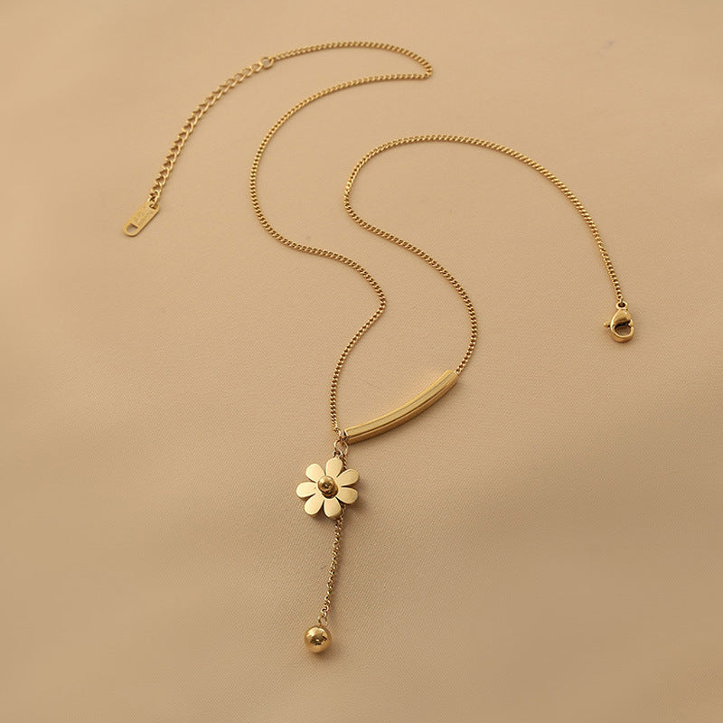 Instant Wealth Titanium Steel Non-Fading Necklace Design Sense Gold 2025 Wealth Attraction Pendant Ins Niche Collarbone Chain