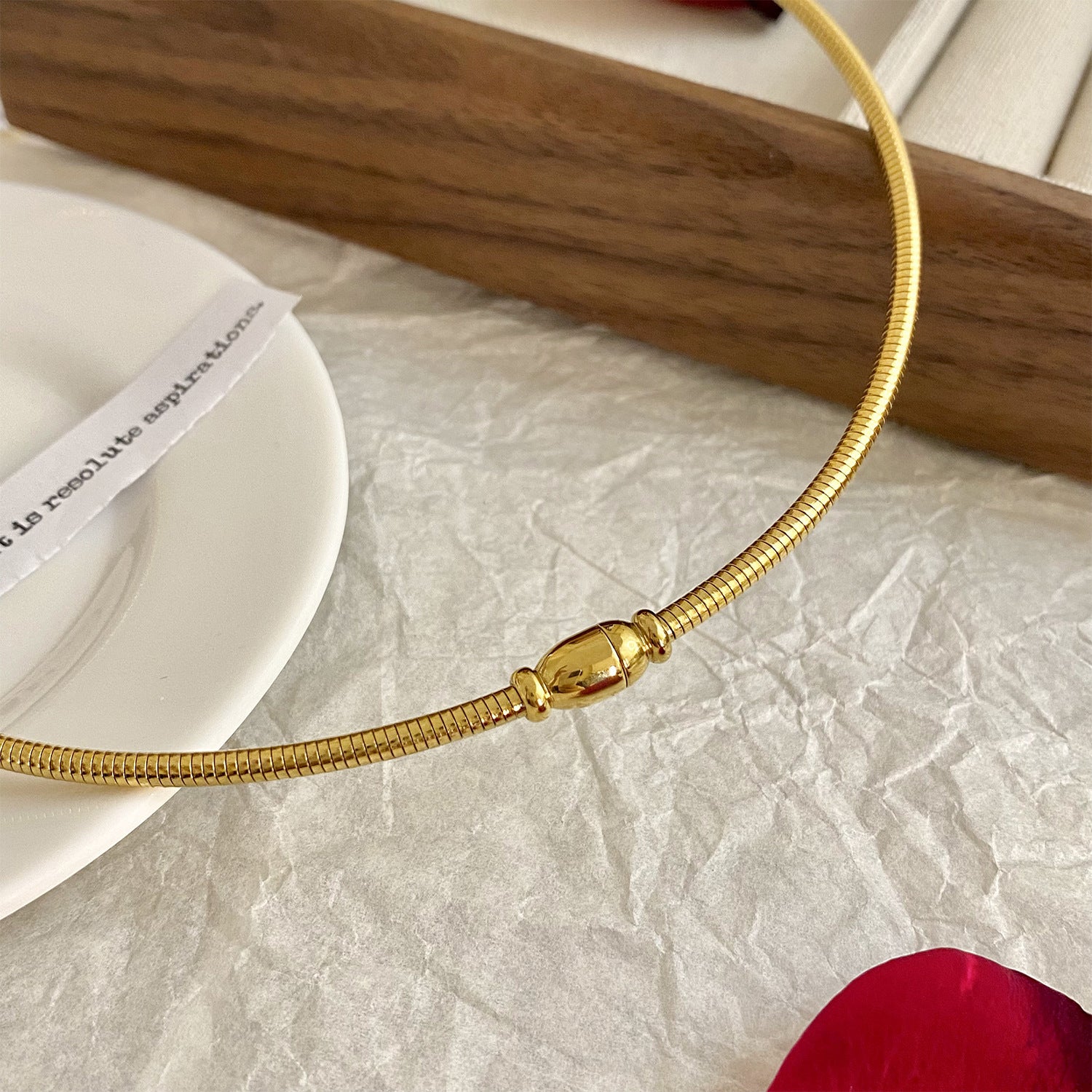 New Ins Style Titanium Steel Heart Pendant Choker Necklace for Women Simple Versatile High-end Neck Ring Jewelry