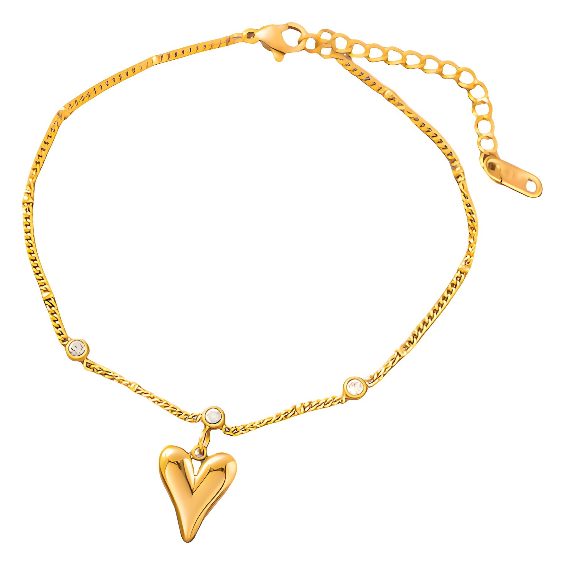 Simple Versatile Heart Zircon Anklet for Women, Light Luxury High-End Niche Design 2025 New Model 18K Gold Plated Anklet