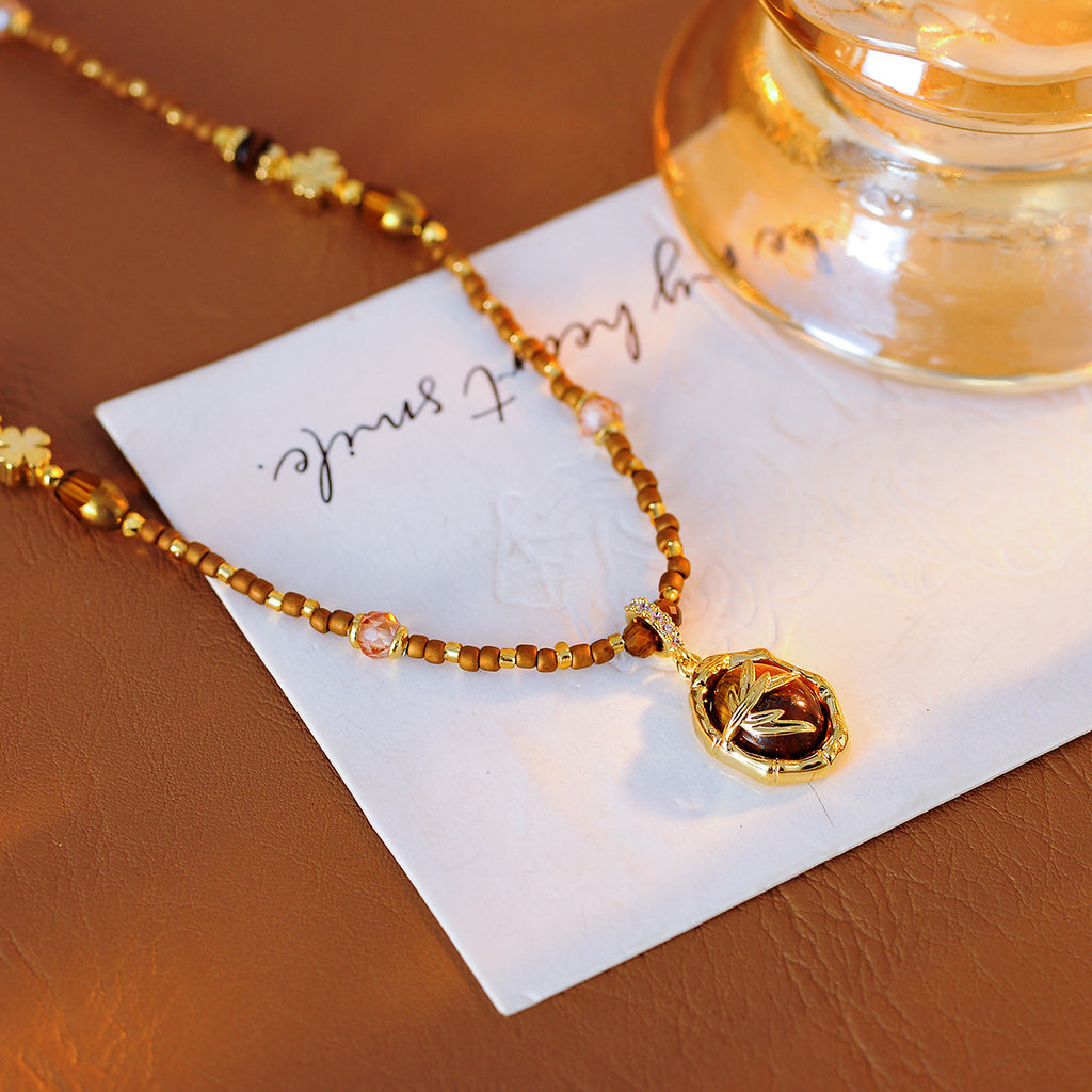 Elegant Accessories Melad Layered Beaded Natural Stone Necklace for Women 2025 New Hot-Selling Collarbone Chain Sweater Chain