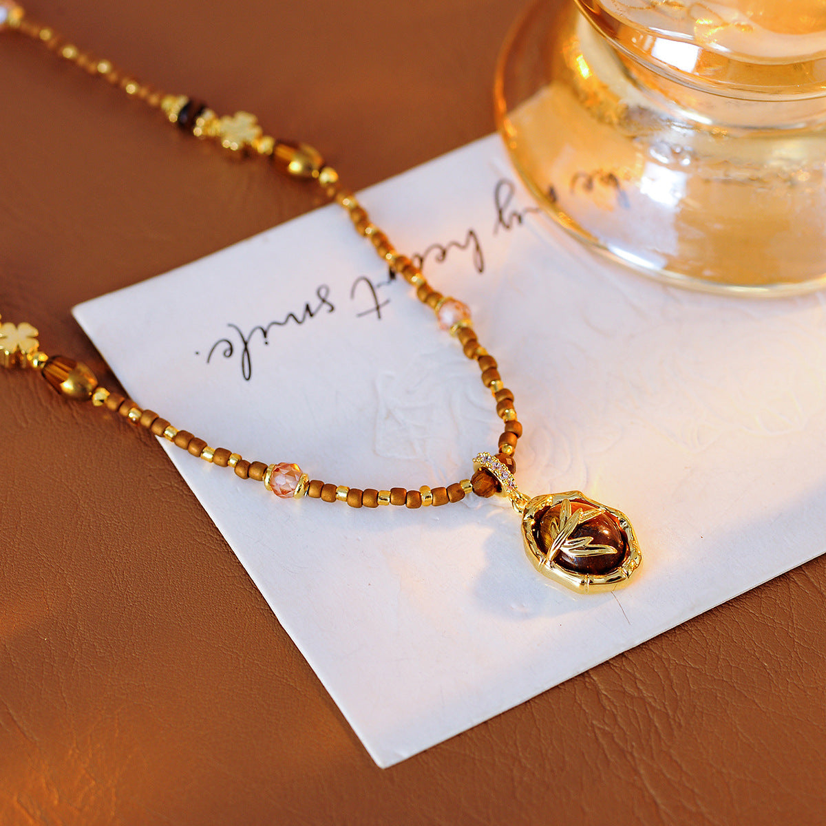 Elegant Accessories Melad Layered Beaded Natural Stone Necklace for Women 2025 New Hot-Selling Collarbone Chain Sweater Chain