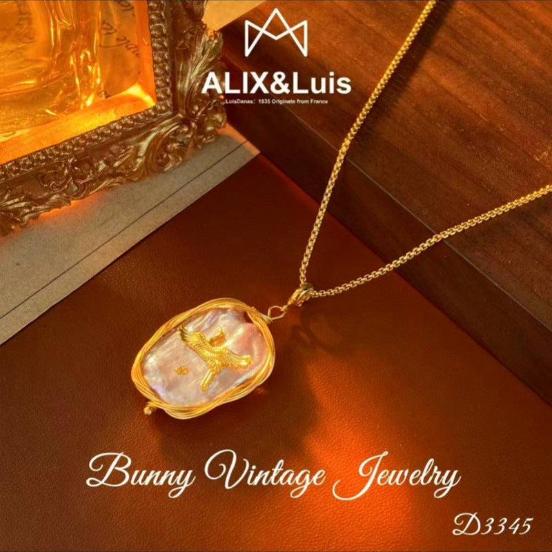 Baroque Pearl <Yan Nan Fei> Necklace New Autumn Winter High-end Sweater Chain Exquisite Wild Goose Necklace