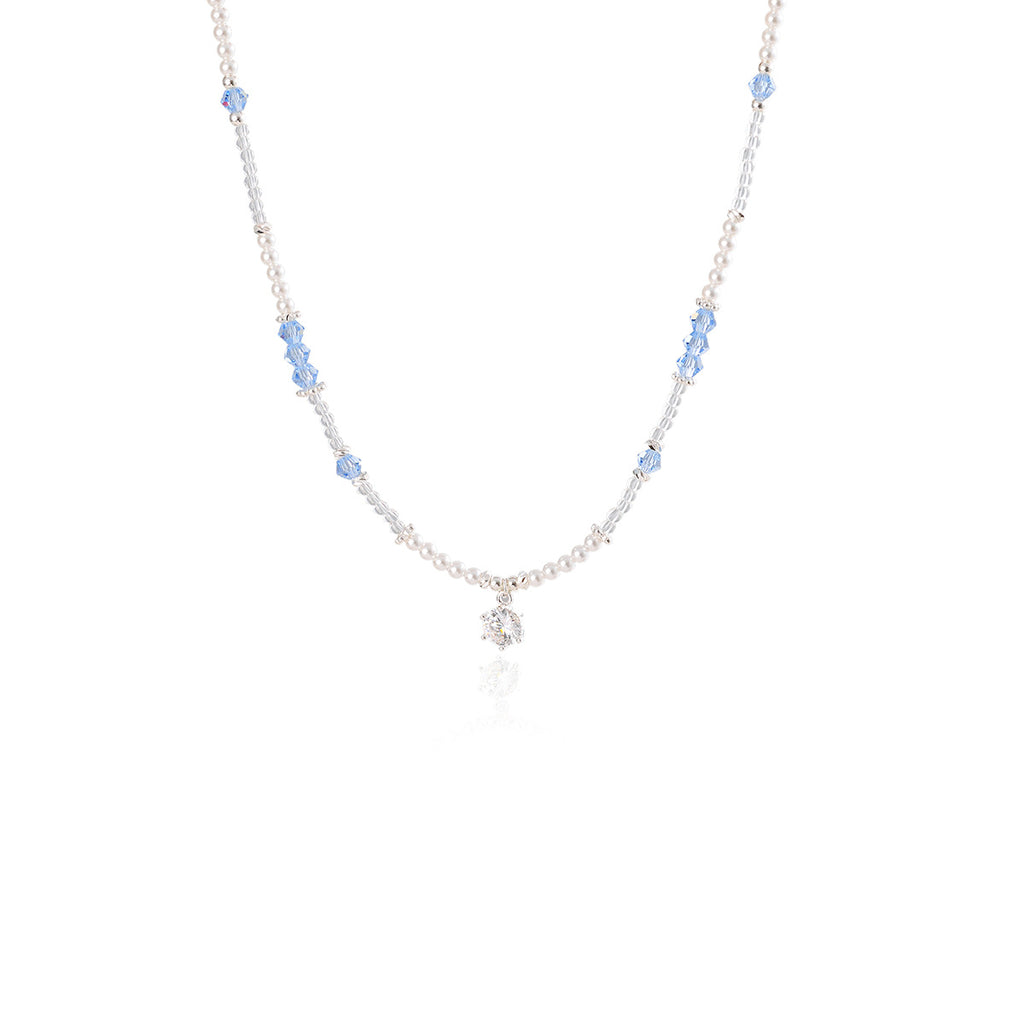 New Broken Silver Pearl Sugar Cube Necklace High-end Fashion Light Luxury Collarbone Chain Neck Chain Exquisite Accessory