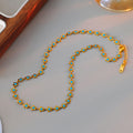 European and American Cross-Border Fashion Retro Style INS Titanium Steel Blue Small Flower Resin Fashion Simple Collarbone Chain