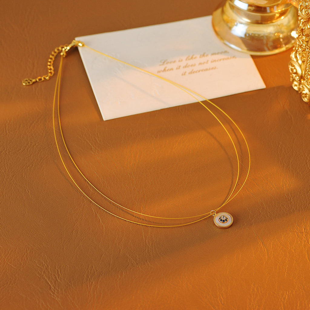 Eight-Pointed Star High-End Natural Mother-of-Pearl Fishing Line Necklace European and American Light Luxury Style Adjustable Pull Jewelry for Women