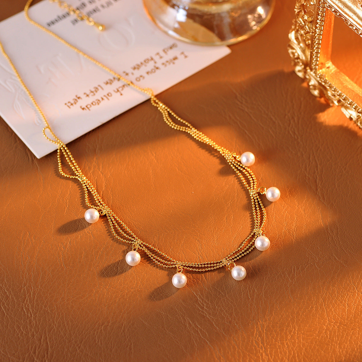 Natural Freshwater Pearl Necklace Retro Palace Style Niche Gold Tassel High-end Lace Necklace