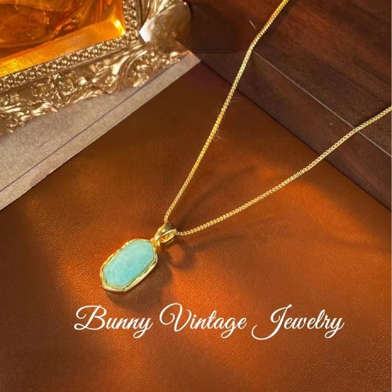 TikTok Viral Hot Item <Mint Ocean> Necklace Vintage Style Fashion High-End Accessories Versatile Light Luxury Necklace