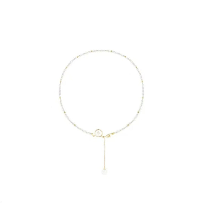 Button Design X Mother-of-Pearl Necklace Light Luxury Niche High-End Feel 2025 New Versatile Elegant High-End Collarbone Chain