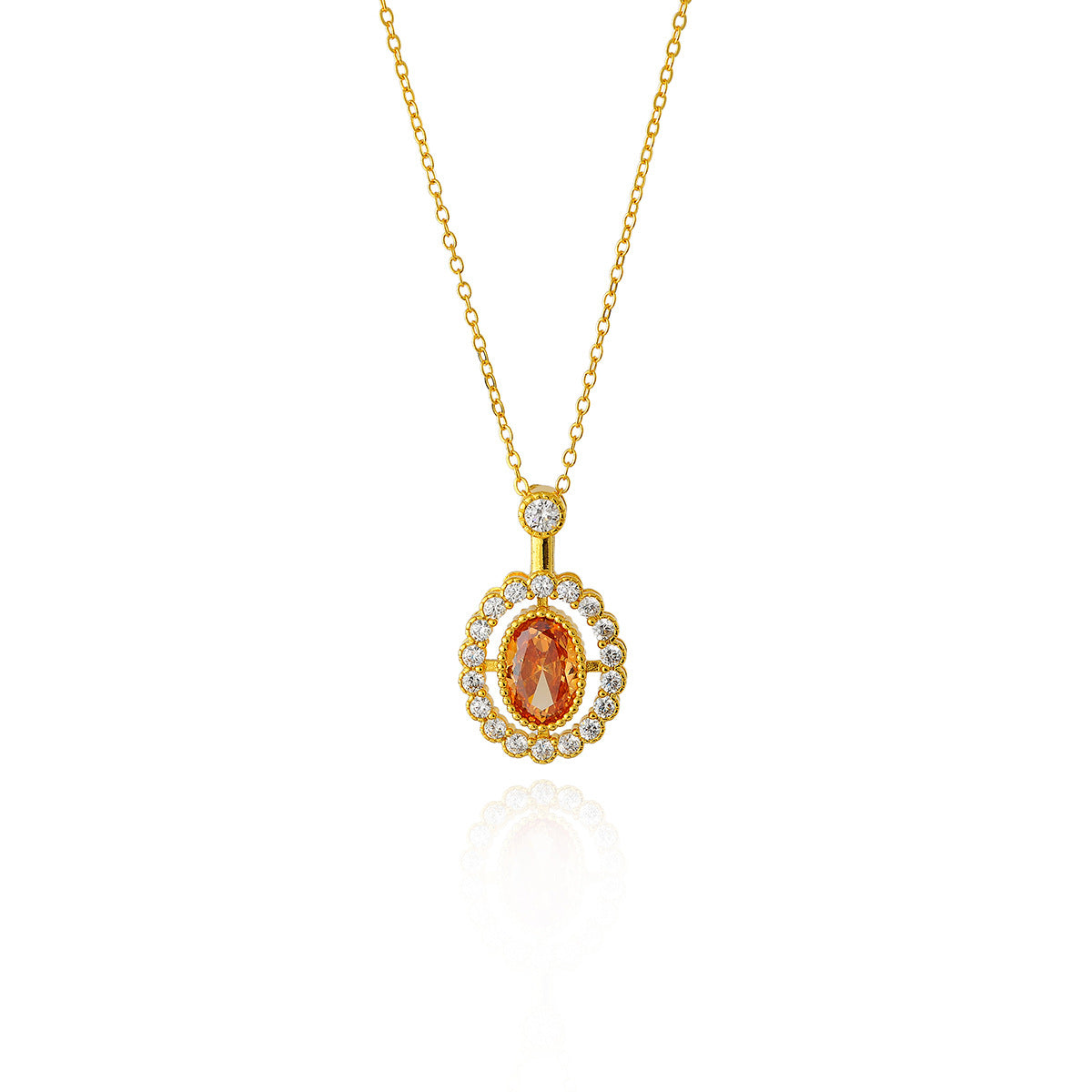 Natural Fenda Stone French Elegant 18k Gold Pomegranate Gemstone Necklace Light Luxury Luxurious Niche