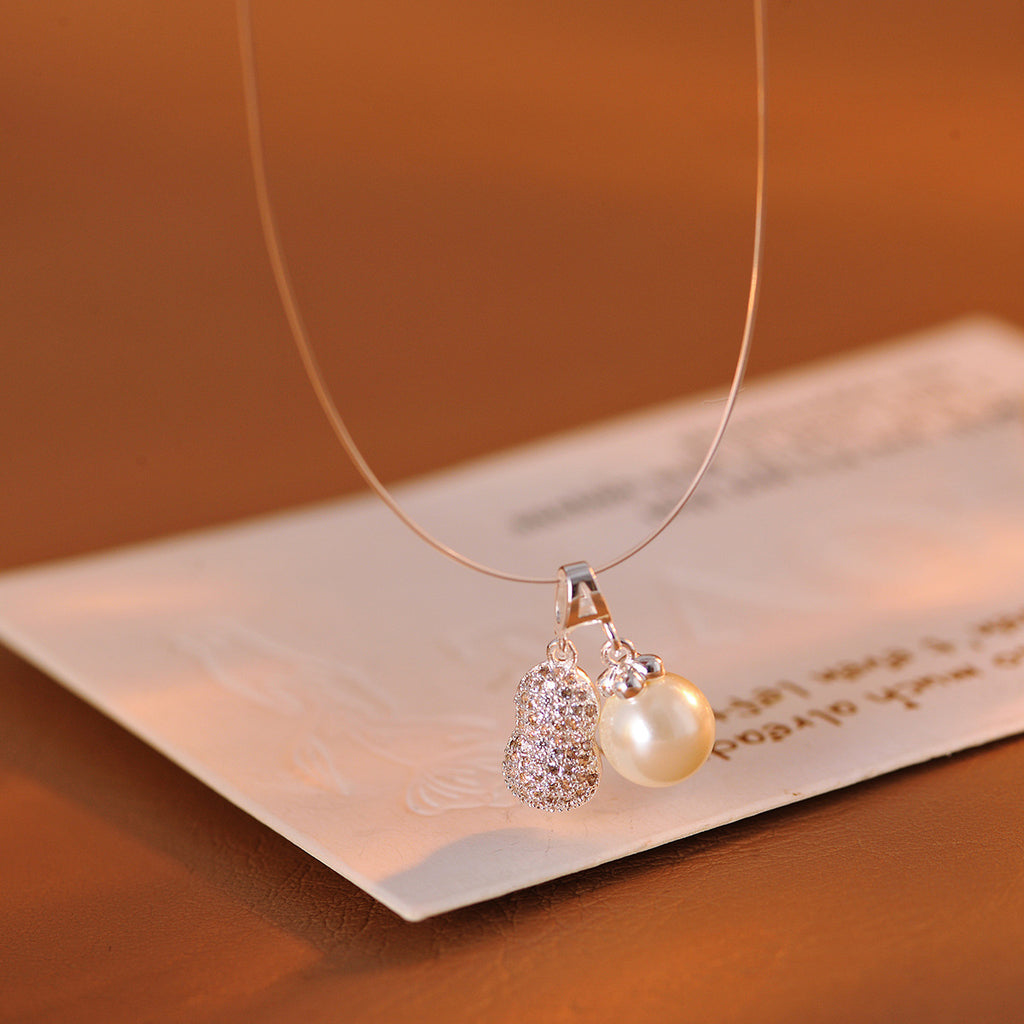 Peanut Fish Line Necklace Little Red Book Same Style Niche Light Luxury High-end Necklace Collarbone Chain