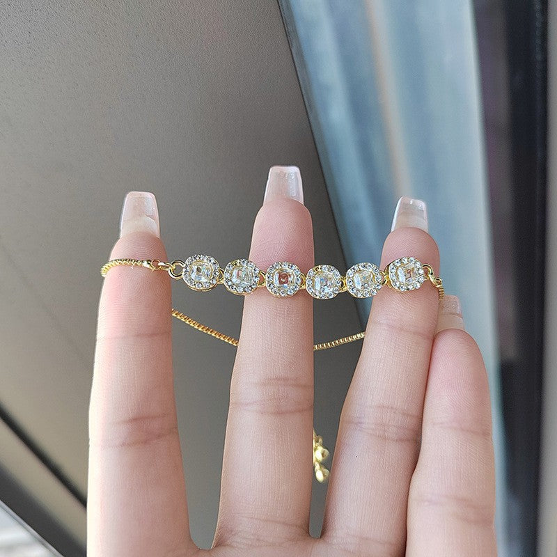 European and American Fashion Green Gemstone Double Layer Bracelet for Women, High-End Summer Niche Personality Versatile Bracelet