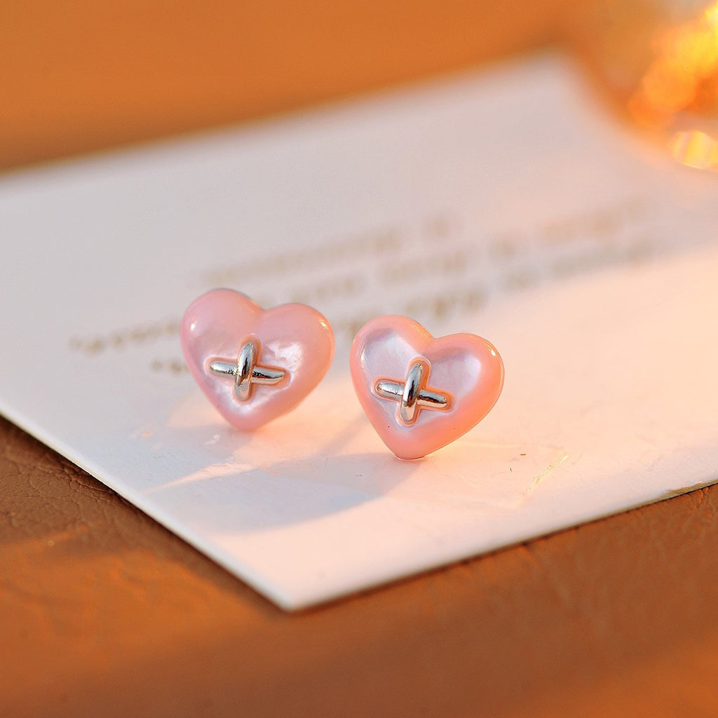 Simple Versatile Natural Mother-of-Pearl Heart Key Lock Necklace for Women Clavicle Chain Light Luxury Niche Design Trend