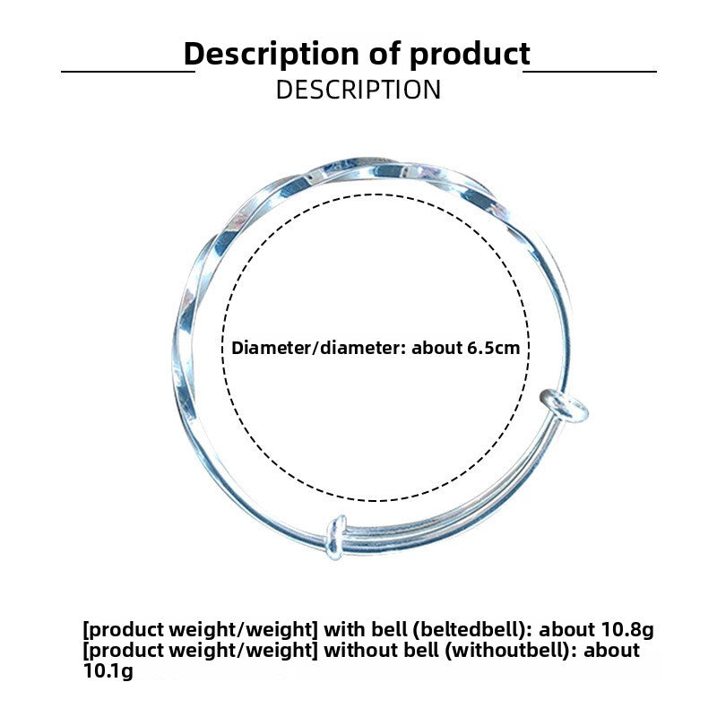 Japanese and Korean Adjustable Wave Pattern Bell Bracelet for Women, Niche Simple Versatile Solid Braided Hand Jewelry, Light Luxury