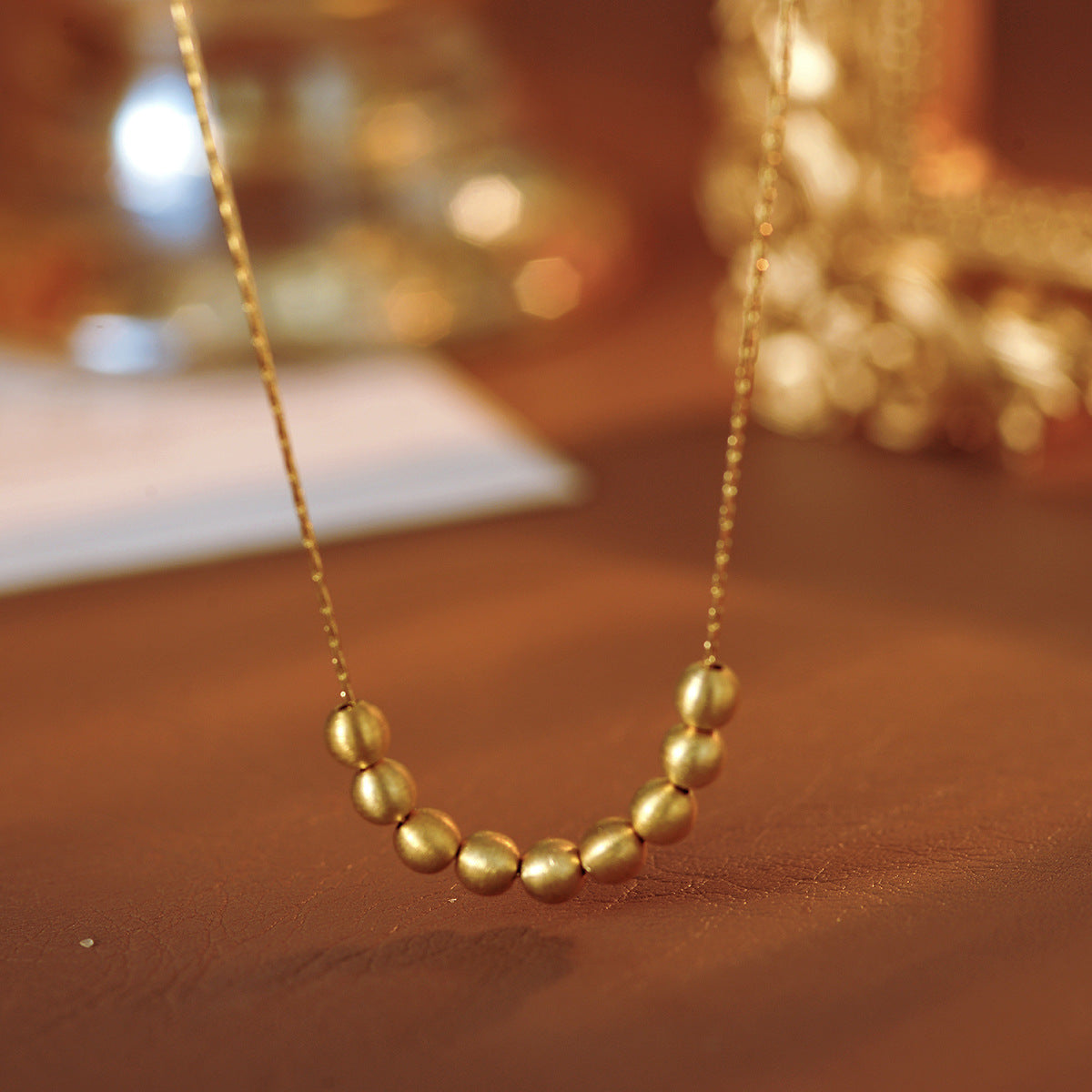 Fortune Bead Necklace for Women Simple Elegant Versatile Light Luxury Bead Collarbone Chain Niche High-end Neck Chain